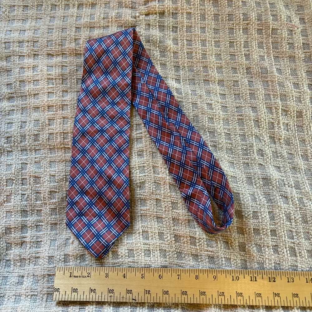 Bijoux Terner Classic Red and Blue Checkered Tie 100% Silk